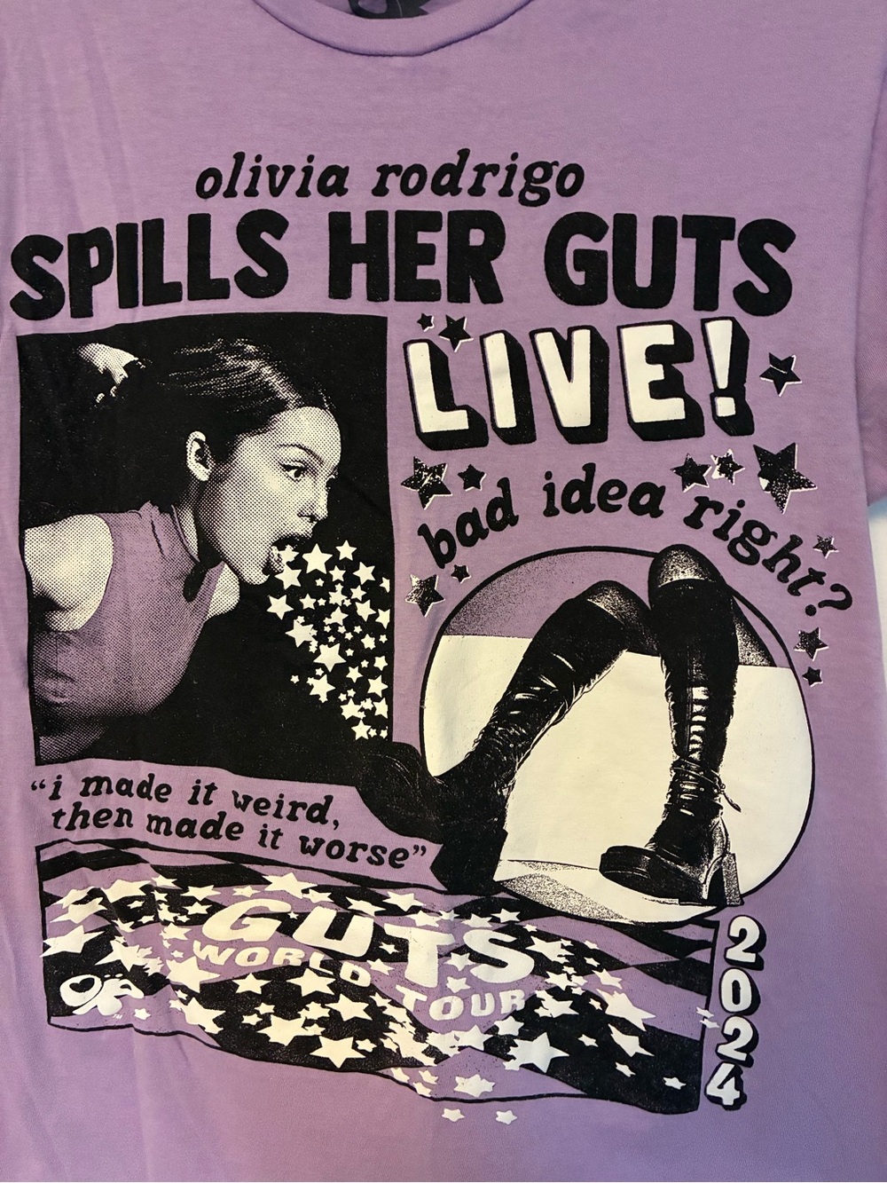 Olivia Rodrigo "Spills Her Guts" Live! Lavender Tour Tee